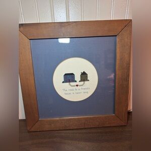 Framed Embroidered Art with Houses